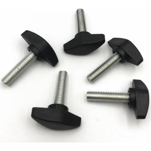 10pcs M5 M6 M8 black plastic head thumb bolts T-type thumb twist screws single handle machine handware 8mm-50mm Length
