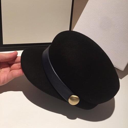 100% Wool Newsboy Cap Women Warm Spring Octagonal Hat Visor Beret Camel Casual Lady Flat Cabbie Hat Size 56-58CM