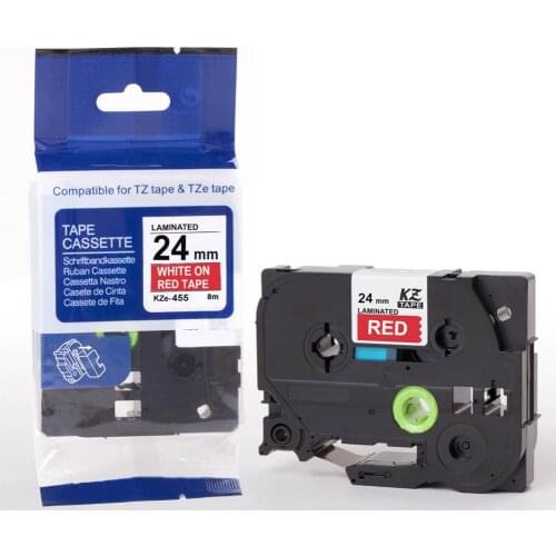 24mm Tze455 White on red Tz-455 Compatible for Brother P-touch Label Printers Laminated Tze Label Tape Tze-455 Tz455