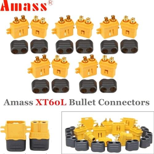 XT60L,5pair/lot Amass XT60-L XT60L Bullet Connectors Plug with Lock Protective Sleeve for RC Lipo Battery