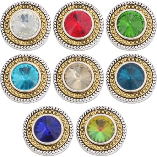 5pcs/lot New 18mm Snap Buttons Vintage Metal Rhinestone Round Snaps Buttons Fit Snap Button Jewelry Bracelet