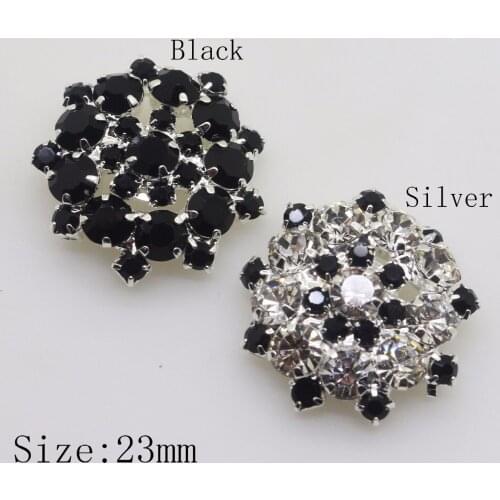 Fashion Shank 5Pcs 23mm Metal buttons black Rhinestone button For clothing Accessories wedding handmade decorative buttons