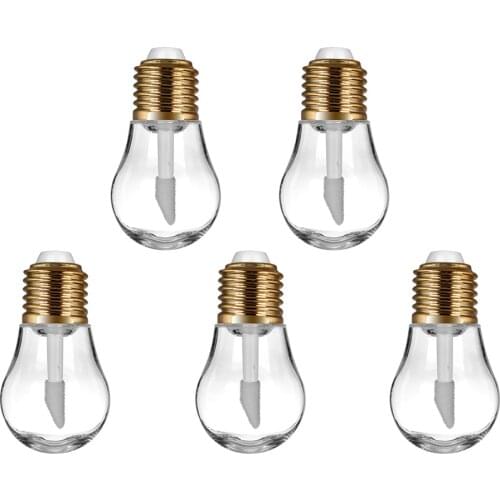 5 PCS 6ml Light Bulb Shaped Gold Empty Transparent Lipgloss Tubes Plastic Lip Balm Tube Mini Sample Cosmetic Container