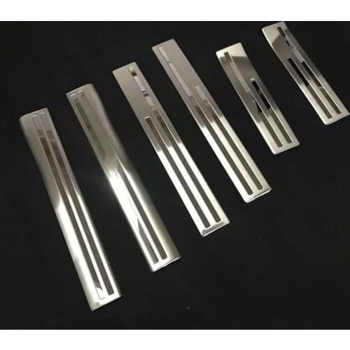 FOR Mitsubishi Eclipse Cross 2017 2018 Stainless Steel Inside + Outside Door Sill Protector Pedal Scuff Plate Cover Trims 6PCS
