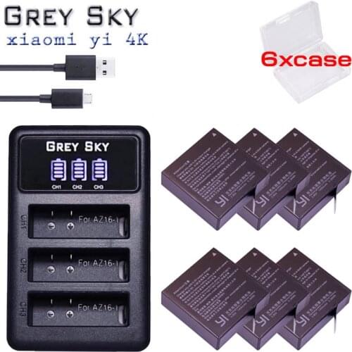 1400mAh Battery For Original Xiaomi Yi II Xiami yi 4k Batteries+ LED USB 3slots Charger for Xiaoyi Yi Lite Action Camera