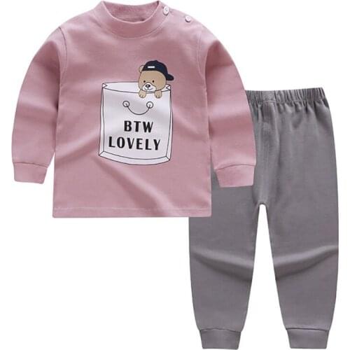 Spring Autumn Baby Kids Pajamas Sets Cotton Boys Sleepwear Suit Girls Pajamas Long Sleeve Pijamas Tops+Pants 2pcs 6M-3T