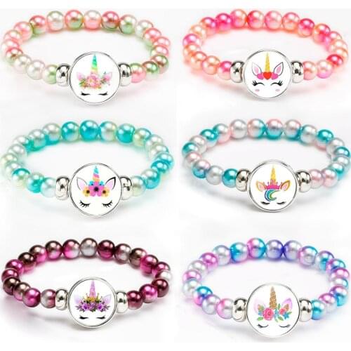 Huiran Unicorn Bracelet For Children Unicorn Birthday Decorations Rainbow Party Decor Baby Shower Girl 1st First Birthday Party