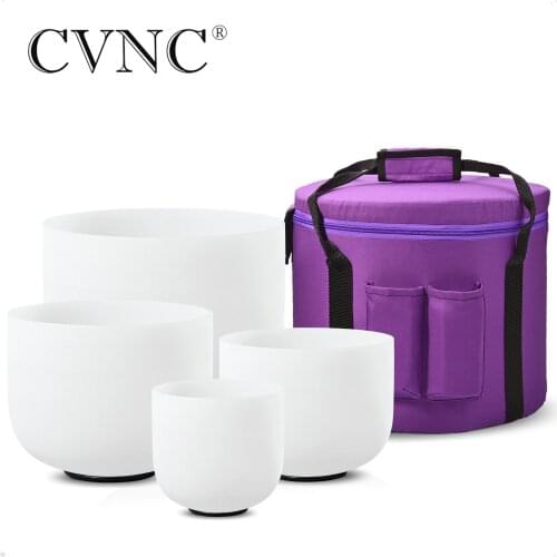 CVNC 8" 10" 12" 14" 4pcs Frosted Quartz Crystal Singing Bowls with free 14" Liner Bag