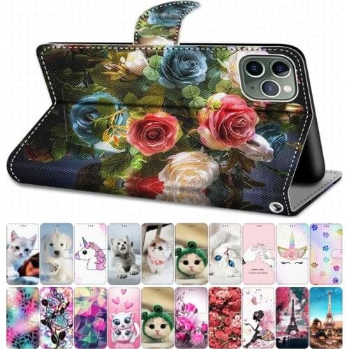 For Case Huawei P10 Lite P9 Lite 2016 P8 Lite 2017 2015 Flip Leather Book Cover Phone Case Cute Tiger Wolf Lion Cat Dog DP08F