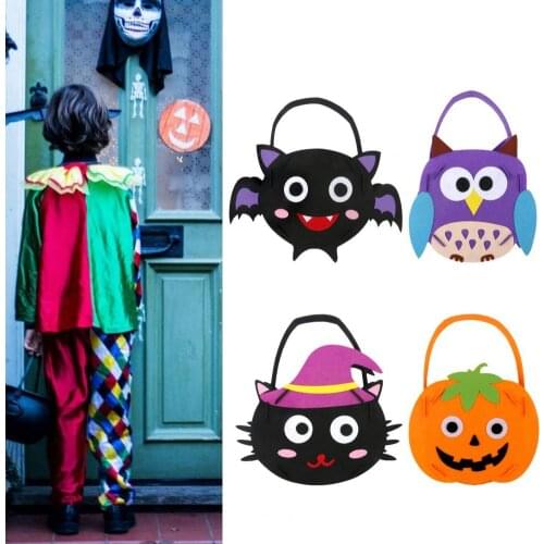 DIY Useful Girls Boys Halloween Basket Bags Non Woven Fabric Halloween Candy Pouch Vibrant Color for Household