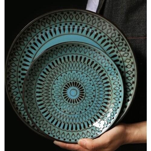 Ceramic Plate tableware dish retro home steak plate Salad plate