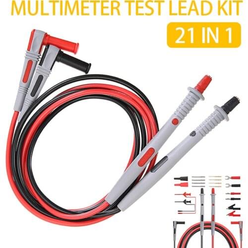 21 in 1 Multimeter Test Lead Kit Electrical Alligator Clip Test Probe Set for Digital Multimeter Cable Feeler P1503D/P1503E