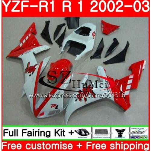 Body For YAMAHA YZF 1000 YZFR1 02 03 top white red YZF-1000 Bodywork 73SH8 YZF R 1 YZF R1 02 03 YZF1000 YZF-R1 2002 2003 Fairing