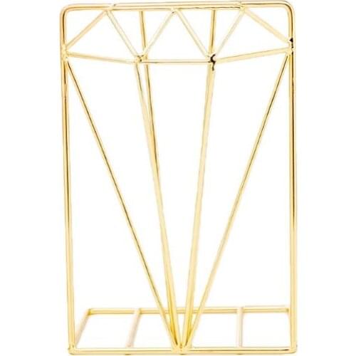 Creative Diamond Shaped Metal Bookends Desk Organizer Book Support Stand Storage G88D