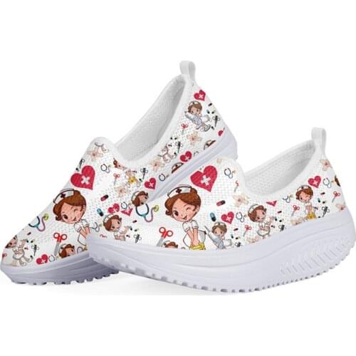 WHEREISART Womens Shoes Casual Sneakers Flats Platform Height Increasing Nurse Cute Summer Mesh Fitness Swing Shoe for Ladies