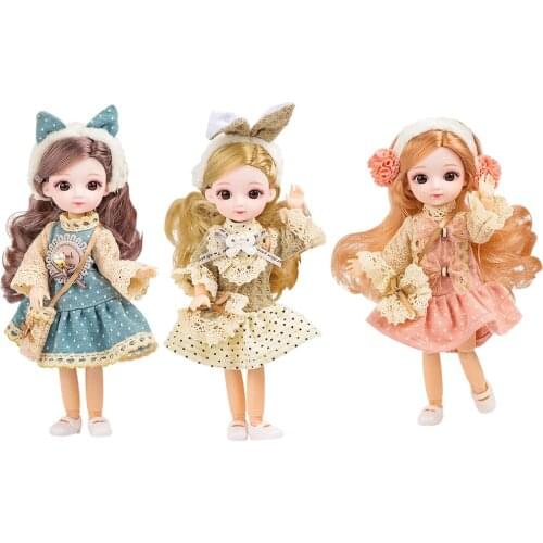 Lovely Flexible 20cm BJD Dolls with Smooth Hair Fashion Dress Up Toy for Girls Childrens Day Christmas Holiday Kids Gifts