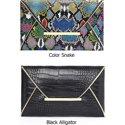 Fashion Women Alligator Snake Pattern PU Leather Envelope Bag Casual Ladies Small Handbags Purse Day Clutches For Women Leisure