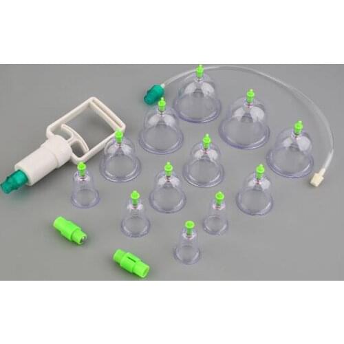 12 Pcs Massage Vacuum Cupping Set with Case Magnetic Aspirating Cupping Cans Cupuncture Massage Suction Cup Set Dropshipping