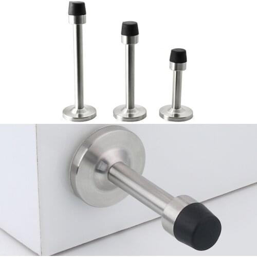 Stainless Steel Door Stops Wall Mounted Door Stopper Rubber Holder Catch Non-magnetic Door Holder Floor Fitting With Screws