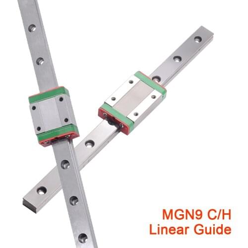 New MGN9 Linear Guide Rail 100 150 200 250 300 350 400MM With MGN9H MGN9C Block Carriage Slide 3D Printer CNC Machine Axis