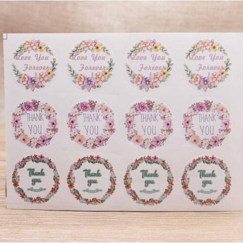 New sale 100pcs round shape different thank you Flowers-Leaves-Sticker Bullet-Journal-Supplies Scrapbook Diary Cute Stationery