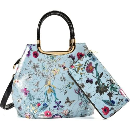 New Fashion Floral Women Handbags European Design Patent Leather Lady Shoulder Bags Female Girl Brand Luxury Crossbody Shell Bag