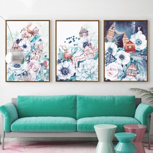 Landscapes Plant Flower Leaves House Lighthouse Blue Sea Whale Canvas Painting Wall Picture Print Poster Living Room Home Decor