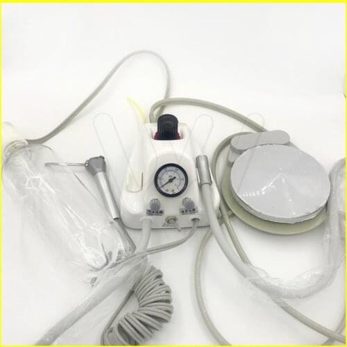 Portable Dental Air Turbine Unit 2 4Hole Round Handpiece 3 Way Syringe Compressor