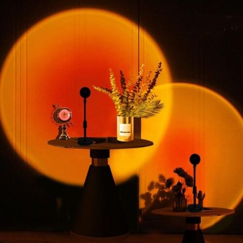 Sunset Projector Lamp Rainbow Atmosphere Led Night Light For TIKTOK Vide Home Bedroom Background Wall Decoration USB Sunset Lamp