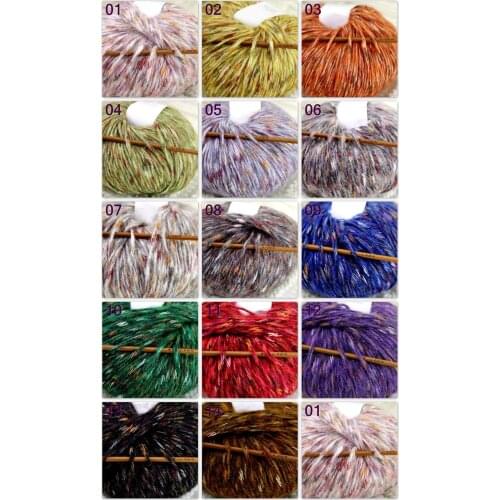 Sale of colorful wool 6ballsX50g thread camel hair color broken dyed line knitted scarf coat line mohair wool needlework 824-6D