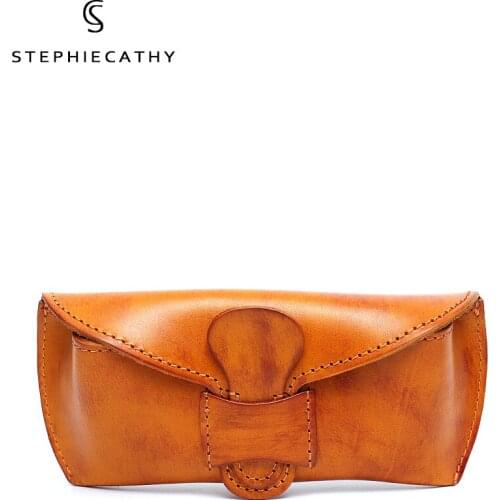 SC Designer Genuine Leather Glasses Case For Women Flap Cover Spectacle Bags Luxury Retro Handmade Sunglasses Pouch Eyewear Box