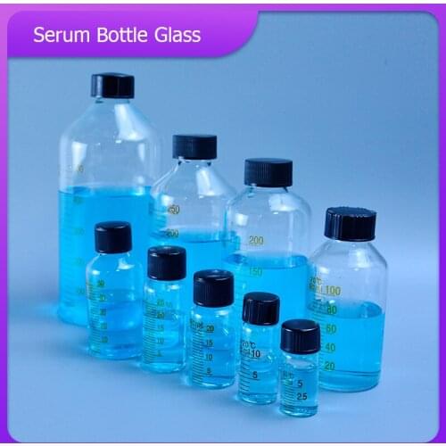 Serum bottle glass reagent bottle sample bottle lab glassware with scale,capacity 5/10/15/20/25/50/100/150/200/250/500/1000ml