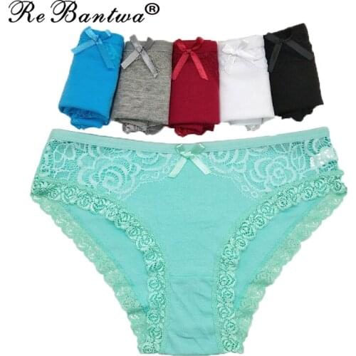 5 Pcs/set Hot Sexy Ladies Underwear New Panties For Woman Fashion Lace Briefs High Quality Cotton Low Waist Women Femme Lingerie