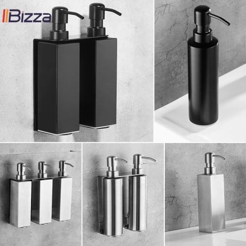 IIBizza High Quality Black Soap Dispenser Bathroom Accessories Stainless Steel 304 Wall Mounted Liquid Soap Organize