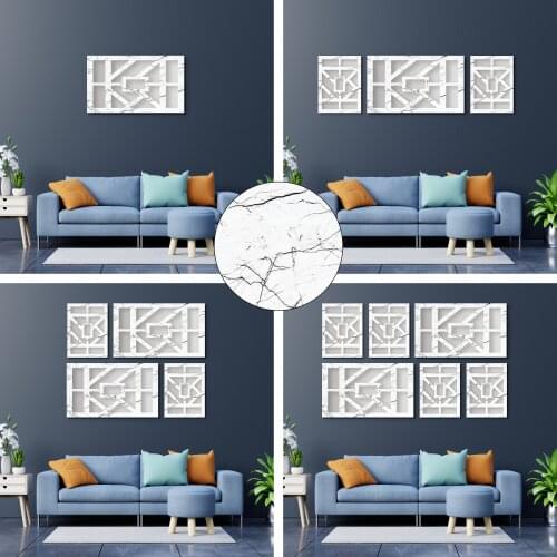 Mirrored Decorative Wall Decor Painting Marble Pattern White Black Gold Silver Office Living Room Restaurant Lobby Christmas