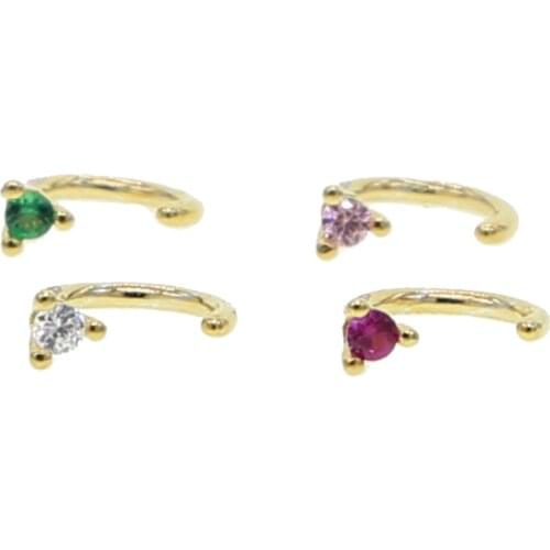 2021 Delicate 925 Sterling Silver Multi Women Charm Fashion Jewelry 4 Colors Round Birthstone Cz Minimalist Huggie Stud Earrings