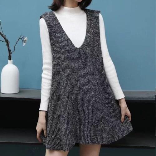 Sweater Vest Women Solid Autumn Winter All-match Leisure Waistcoat Knitted V-Neck Sleeveless Female Elegant Chic Simple Y680