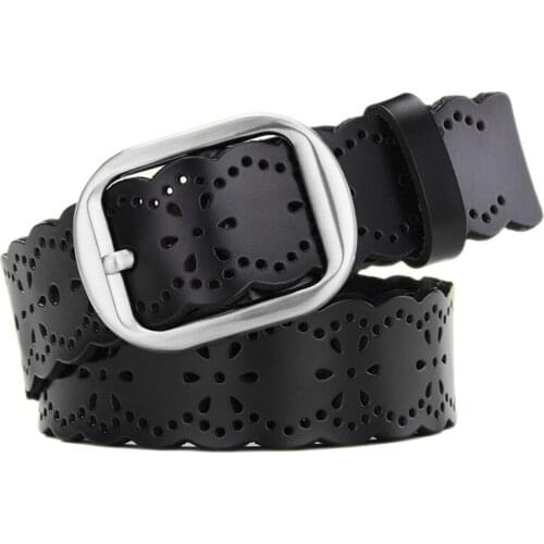 Fashion women Belts Hot Sale Cutout Strap Female Genuine Leather Cowhide Belt Hollow Out belts for lady jeans waistband