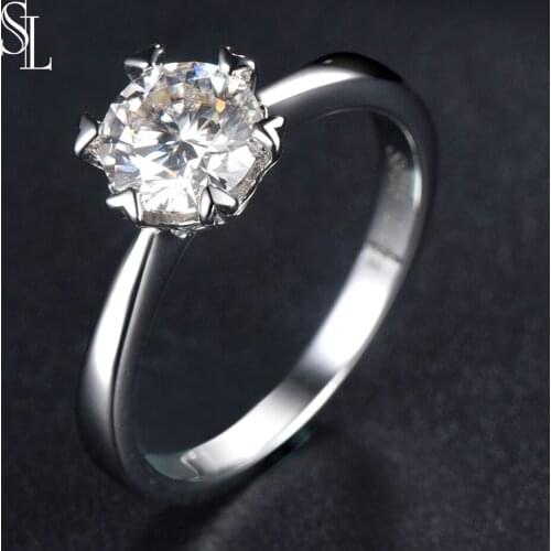 SL Round Simulant Diamond Anniversary Promise Engagement Ring For Women Real 925 Sterling Silver Wedding Jewelry