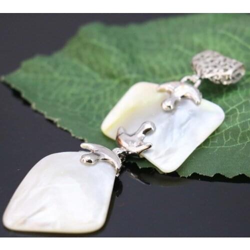 26*40mm Hot sale Ethnic Chic White seashells Long pendant crafts jewelry making design women girls gifts diy wholesale