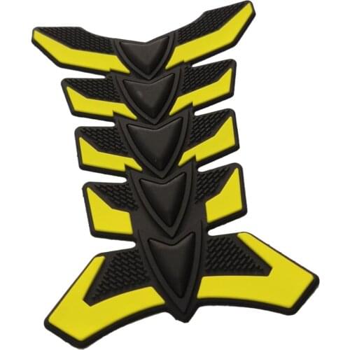 3D Fishbone Motorcycle Modified Oil Tank Pad Protector Decal Sticker ，Yellow