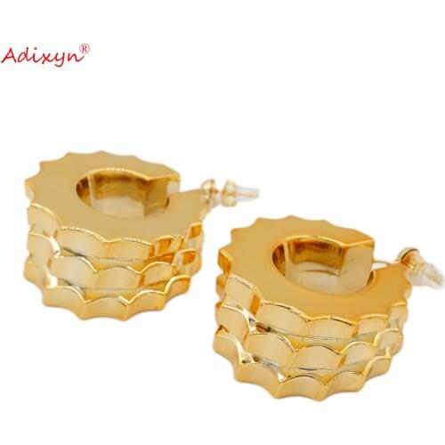 Adixyn Round Earrings/Pendant/Necklace Gold Color Jewelry Set For Women Gifts N032315