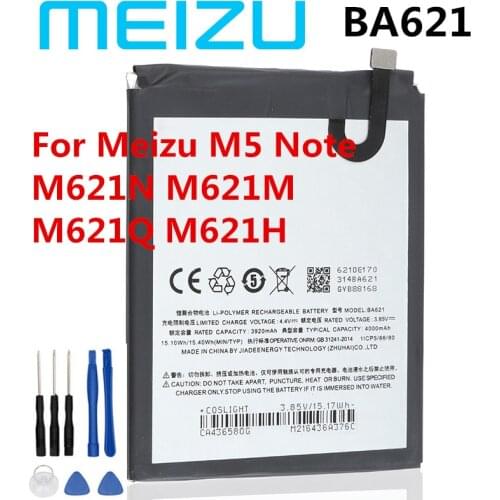 100% Original 4000mAh BA621 Battery For Meizu M5 Note / Note 5 Note5 M621N M621M M621Q M621H Mobile Phone Batteries Bateria