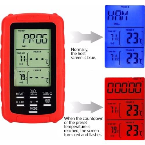 Wireless Meat Thermometer Digital LCD Display Kitchen Barbecue Probe BBQ Thermometer Dual Channel Digital Display Tools