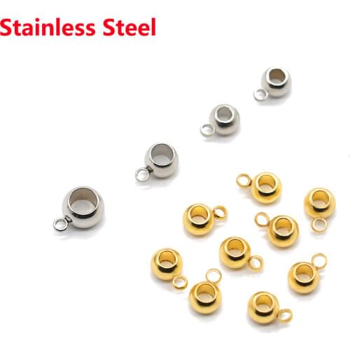 20pcs/lot Stainless Steel Gold Color Spacer Beads Loose Charm Beads 3/3.5/4/5mm Big Hole Beads for DIY Charm Bracelets Jewelry