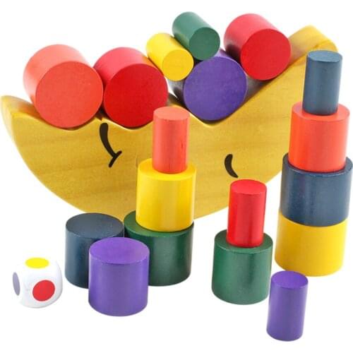 Montessori Wooden Rainbow Building Stacking Blocks Shape Sorting Game Learning Educational Toy Stacker Games Blocks Toy