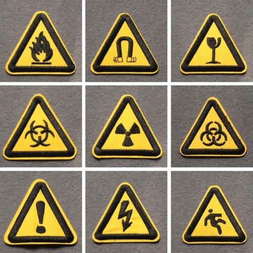 DIY Sign Patch Embroidered Patches On Clothes Decor Nuclear Biochemical Warning Sign Patches For Clothing Punk Clothes Stripes