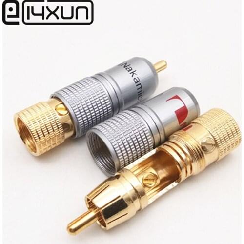EClyxun 10Pcs High Quality NAKAMICHI RCA Male Plug Locking Non Solder Plug Connector Gold Plated