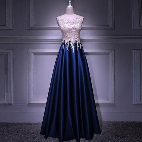 Elegant Evening Dresses O-Neck Beading Sleeveless Vestidos De Fiesta Formal Dresses Evening Party Gown Robe De Soiree