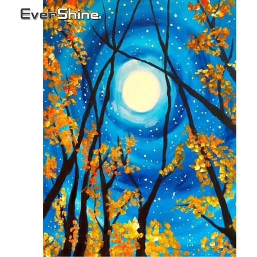 EverShine Diamond Mosaic Tree Cross Stitch Diamond Painting Moon Picture Rhinestone Needlework Handmade Art Kits Home Decor Gift